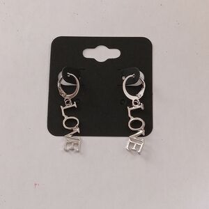 Silver Love Hoop Earrings